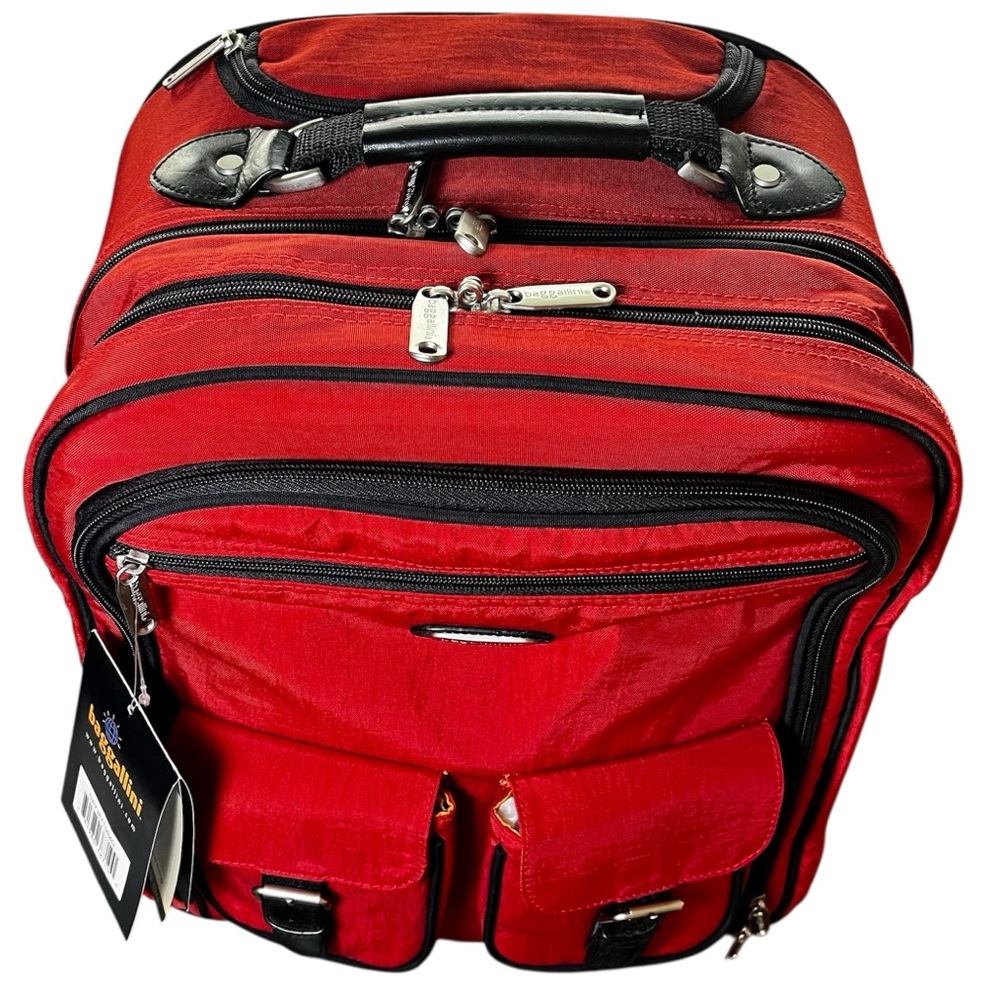 Baggallini NWT Daytripper Rolling Tote Carry-On Red Lightweight Nylon Suitcase - Picture 2 of 16